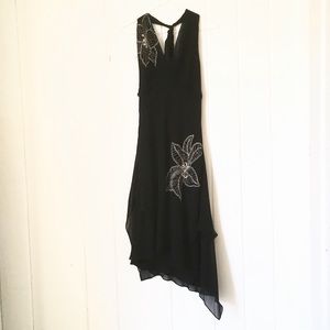 BCBGMaxAzria Black Chiffon High Low Dress
